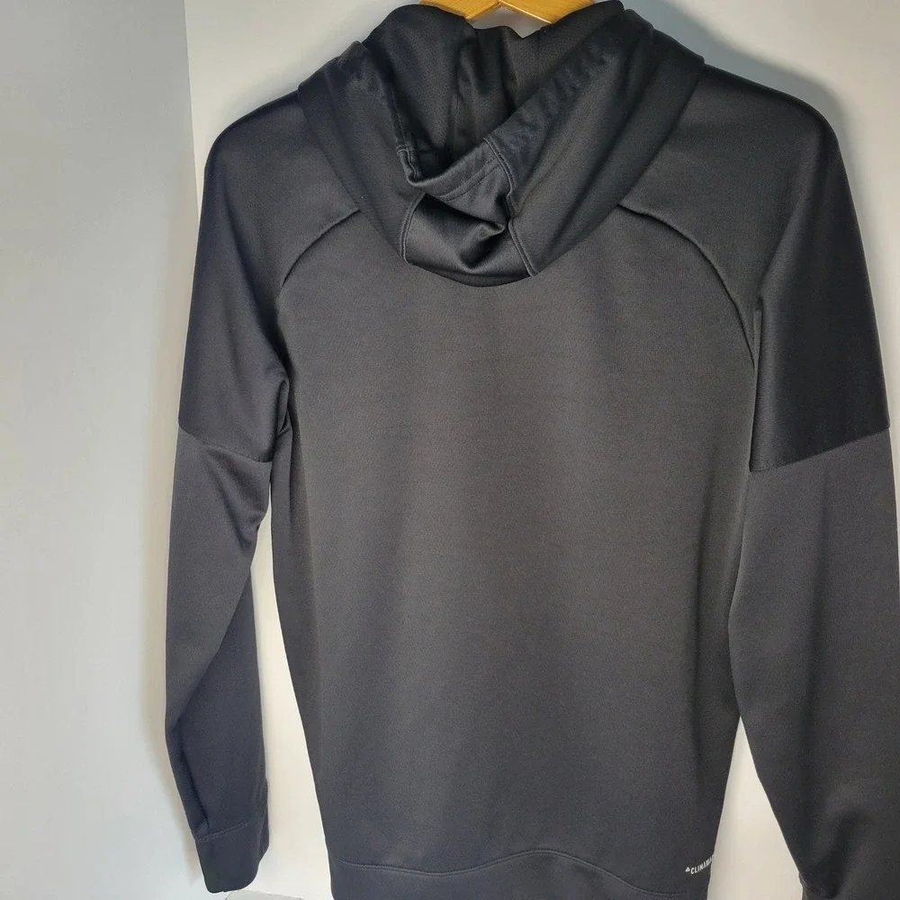 Adidas Mens Climawarm Hoodie Black Multilingual Graphic Logo Sweatshirt M